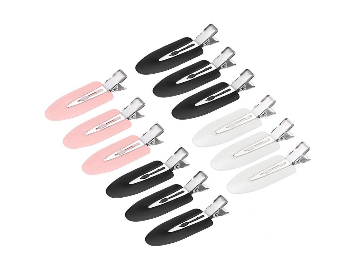 2026 12 Clips de Cabelo Anti fruncido para Penteados Bangs Ondas Aplicação de Maquiagem 5 Cores Preto Branco Rosa Azul Amarelo