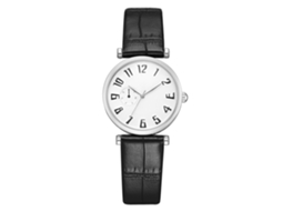 Relógio de quartzo unissex casual e moderno com pulseira de couro PU (mostrador pequeno prateado e branco)