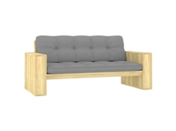 Vidaxl Banco De Jardim C/ Almofadões Cinzentos 179 Cm Pinho Impregnado