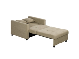 Poltrona-cama Em Tecido Com Efeito Veludo (castanho-claro), Com 2 Almofadas E Espaço De Arrumação, 100x98x88 Cm