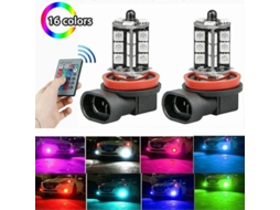 Lâmpadas Led Rgb H11/h8/h9 16 Cores Com Controle Remoto Ir Sem Fio Para Farol De Neblina