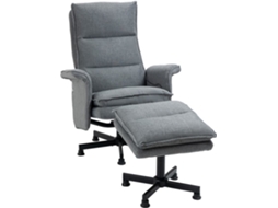 Poltrona Relax com Massagem Linho, Espuma, Aglomerado de Madeira e Aço Cor Cinzento 78x81x99 cm Homcom