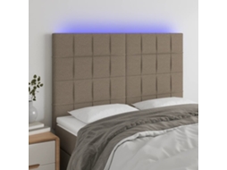Vidaxl Cabeceira Cama C/ Led Tecido 144x5x118/128 Cm Cinza-acastanhado