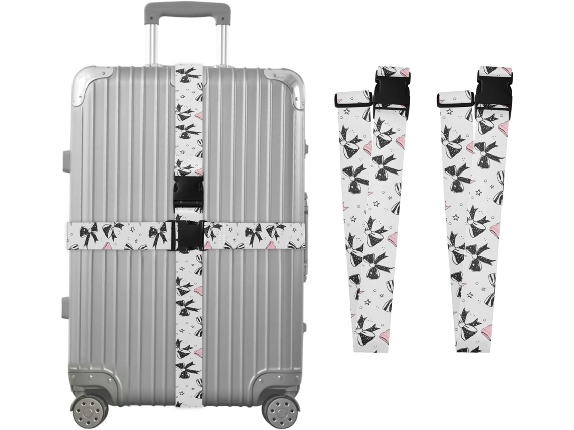 Conjunto De 2 Cintas Bagagem Personalizadas Com Laço E Fivelas Fixação