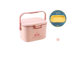 Caixa de Remédios 2 Camadas Pp Portátil para Pílulas e Costura Rosa