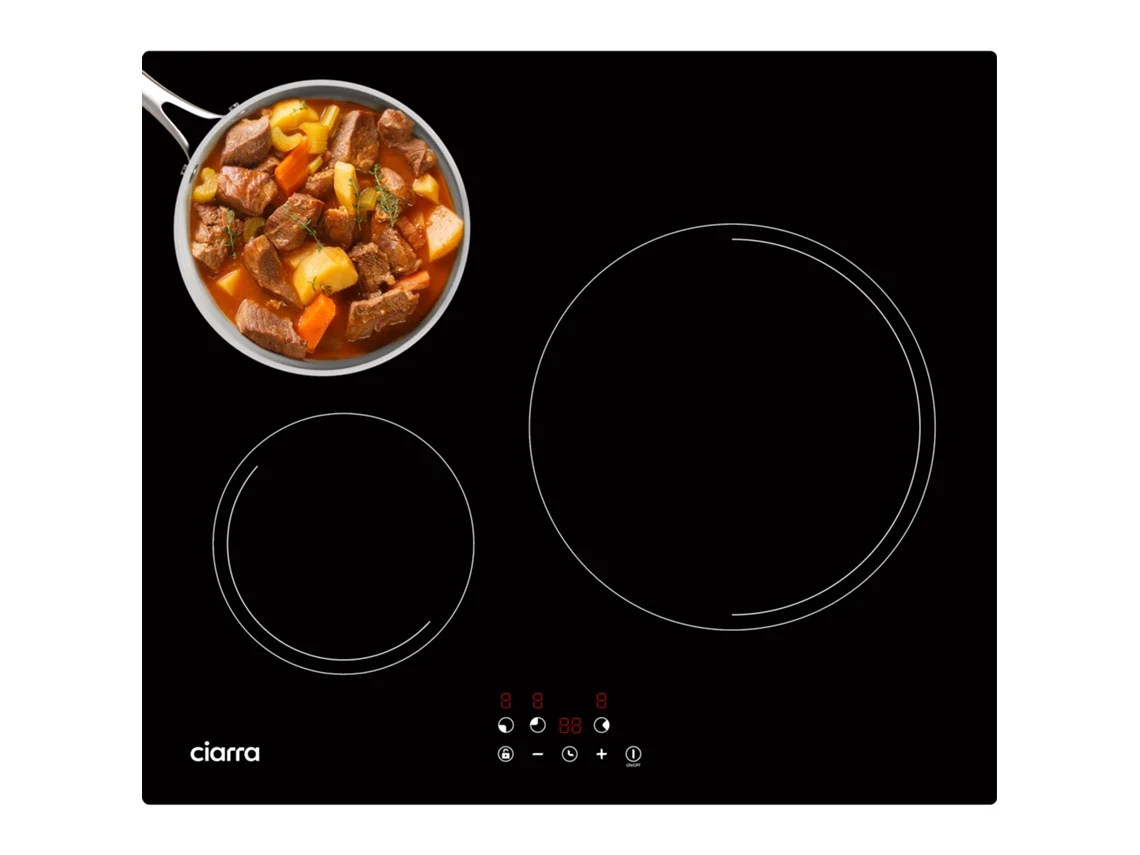 Placa de Indução Ciarra 59cm 5600W 3 Zonas Temporizador Controle Táctil AWBBIH3-E
