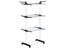 Varal Torre 4 Níveis Extensível Rodas Preta 73x45.5x177cm VELTRIX
