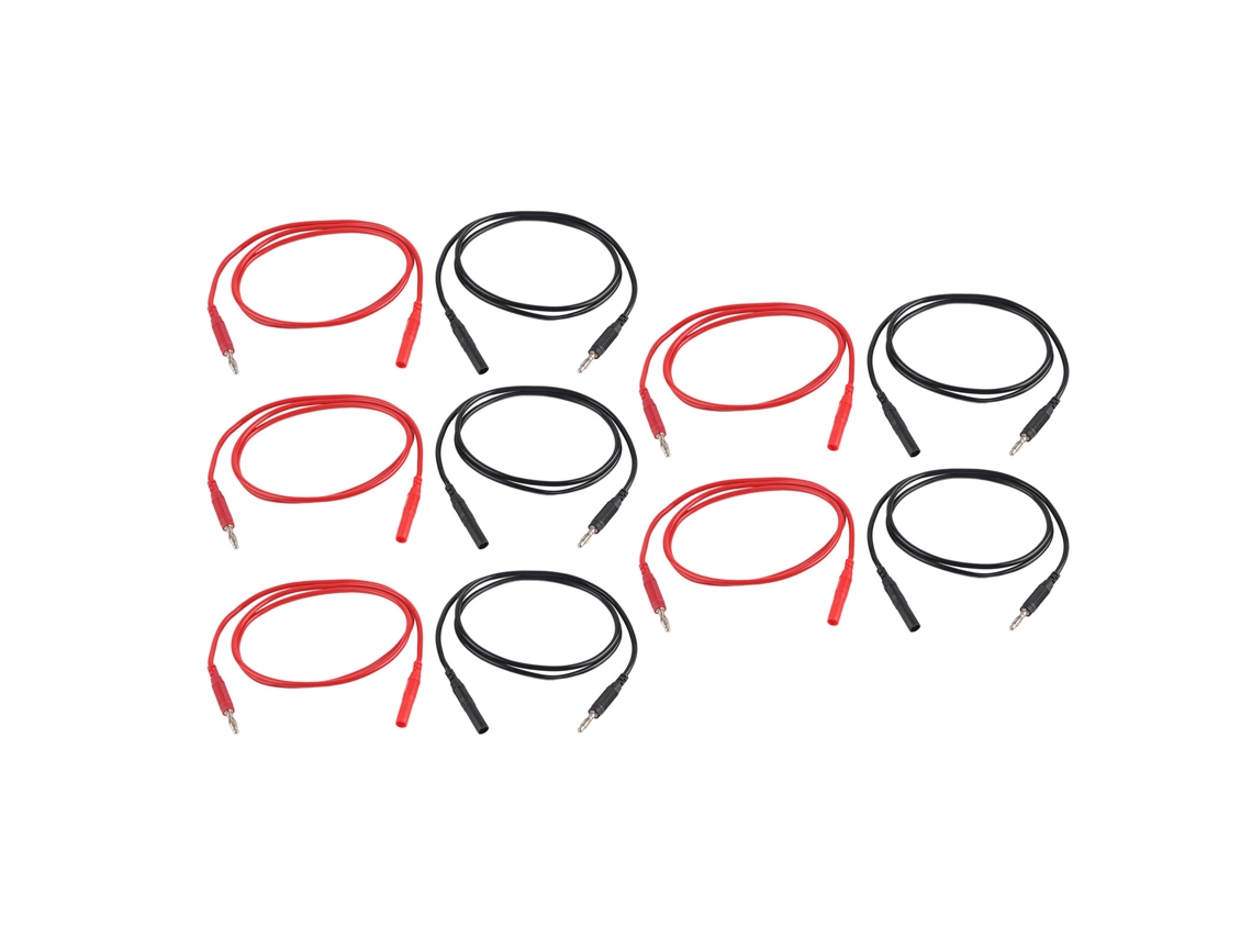 5set Cabo de Teste com Plugue Banana 4mm para Testes Elétricos Peças Automotivas 30vac‑60vdc 19a