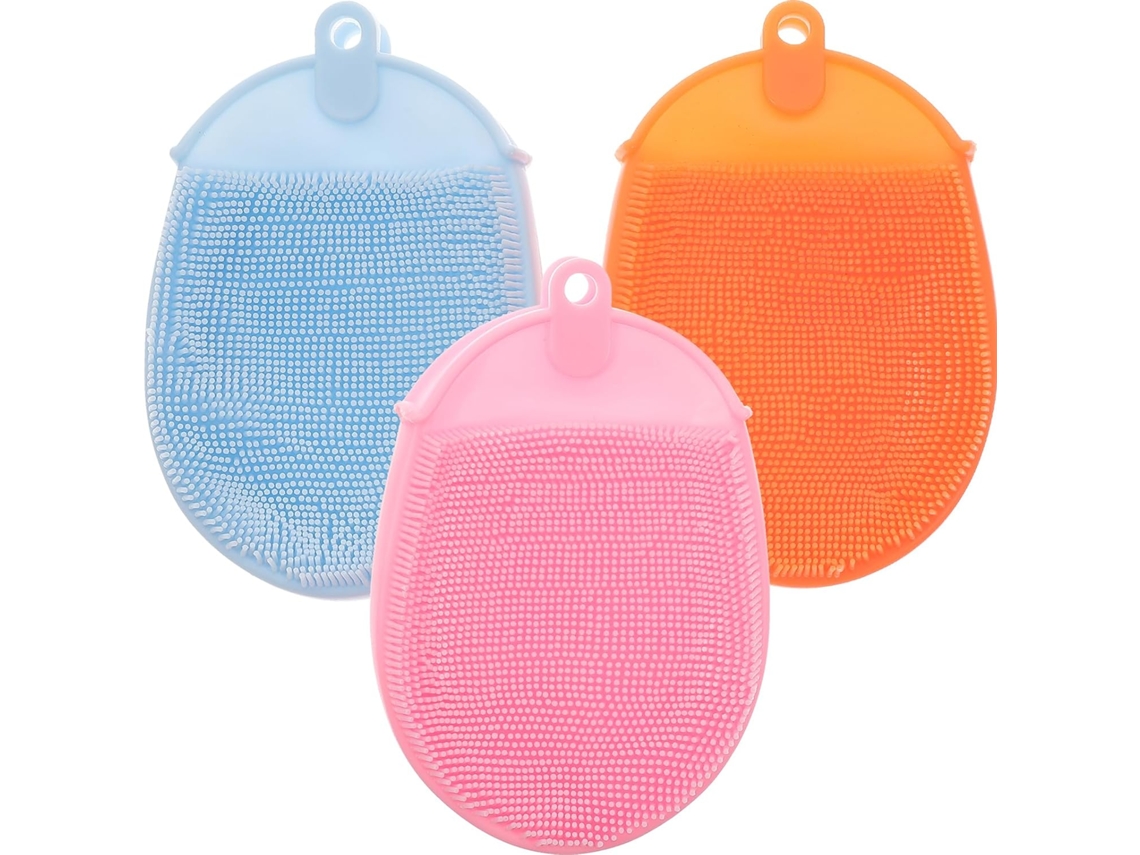 Conjunto Plafope Com 3 Escovas De Banho Silicone, Tamanho Pequeno, Escovas De Massagem Corporal Esfoliantes Para