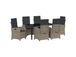 Conjunto 7 Conjunto De Jantar Para Jardim Vidaxl Cinzento Vime Pe