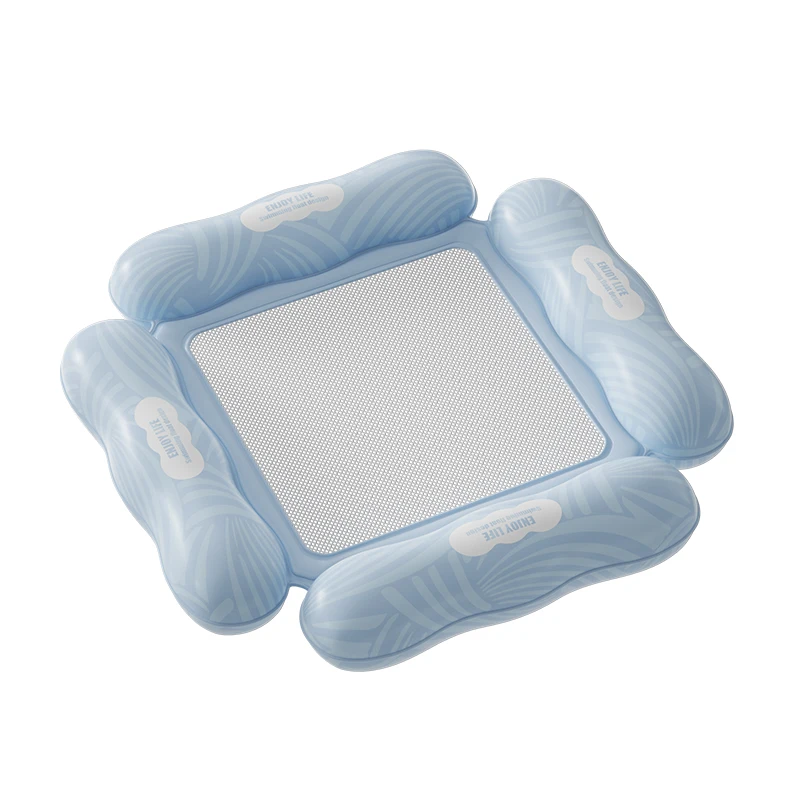 (a) Uma Boia Inflável Para Piscina Com Fundo De Rede Para Crianças E Uma Jangada Recreativa Para Água.