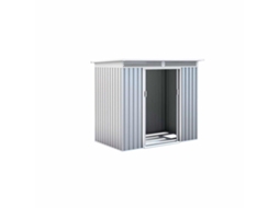 Abrigo de Metal GARDIUN Kingston 3 m² 142x213x184 cm Aço Galvanizado Prata e Branco