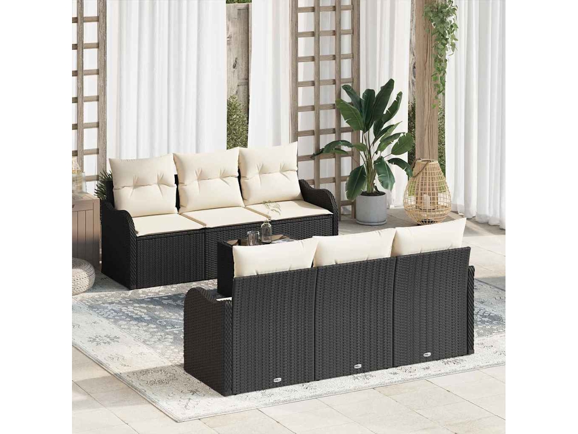 Vidaxl Conjunto De Sofá De Jardim Preto 55 X 55 X 37 Cm Vime Pe