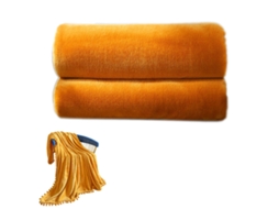 KOFIHETY Manta De Lã Com Borda De Pompons - Manta De Cama Ou Sofá - Decoração De Casa - 1,3m X 1,5m - Amarela