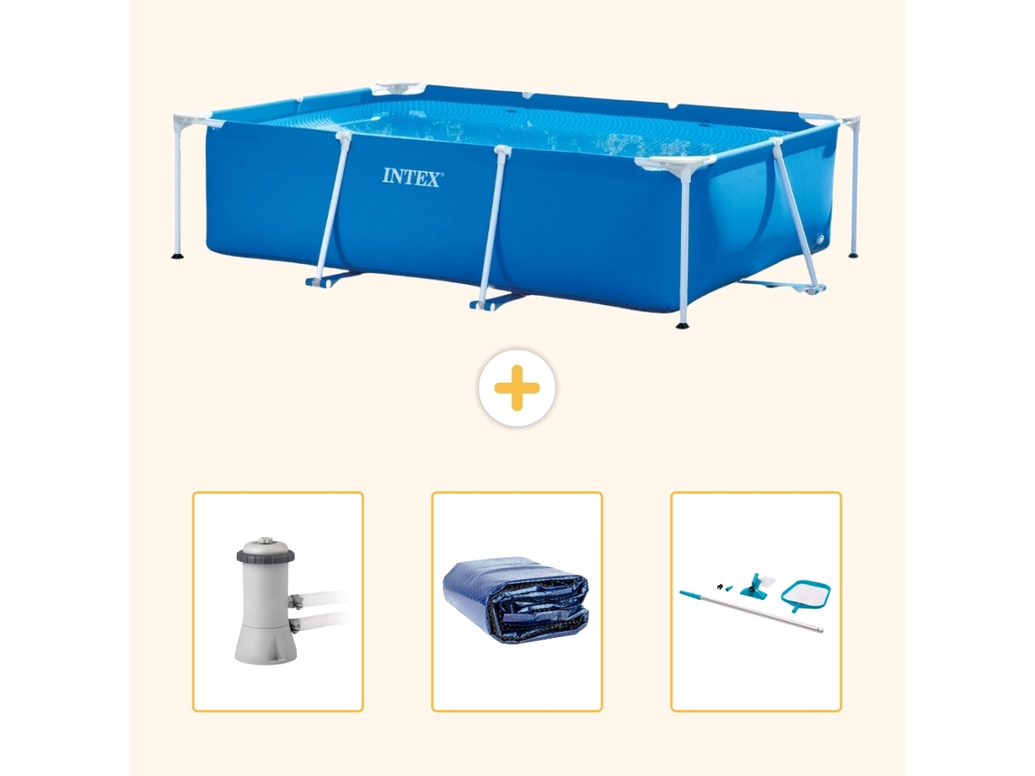 Intex Piscina Com Estrutura Retangular - 300x200x75 Cm - 4-peças Scb78