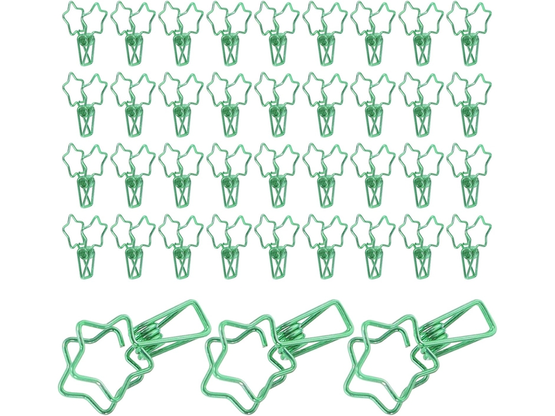Mini Clipes De Papel Metálicos Em Formato Estrela Ciieeo, Verdes, 3, 5cm, 50-unidades, Clipes Decorativos Para