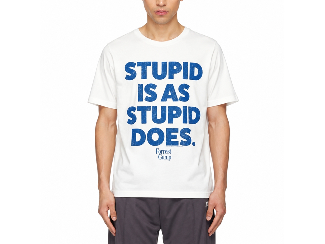 Rockinstone Forrest Gump-stupid Is White Adult T-shirt Size:m