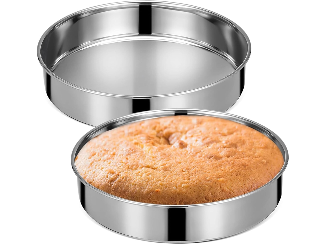 Forma Redonda De Aço Inoxidável De 2 Peças Para Assar Bolos