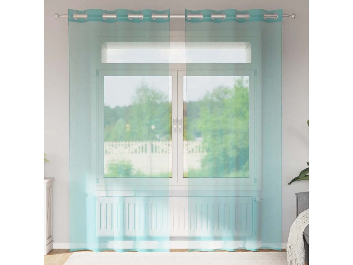 Vidaxl Cortinas De Voile Com Ilhós 2 Pcs Turquesa