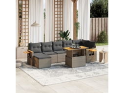 Vidaxl 8 Pcs Conjunto Sofás de Jardim C/ Almofadões Vime Pe Cinzento