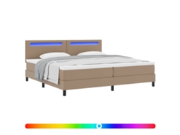 Vidaxl Cama Box Com Colchão Cappuccino 200 X 200 Cm Couro Sintético