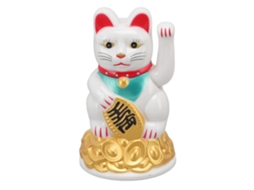 Adorno Gato da Sorte LAXISCREED 4.5in Branco