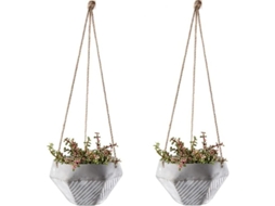 Macetas Colgantes De Cemento Com Corda De Palha Ajustável Para Plantas Interiores Exteriores 6x10cm