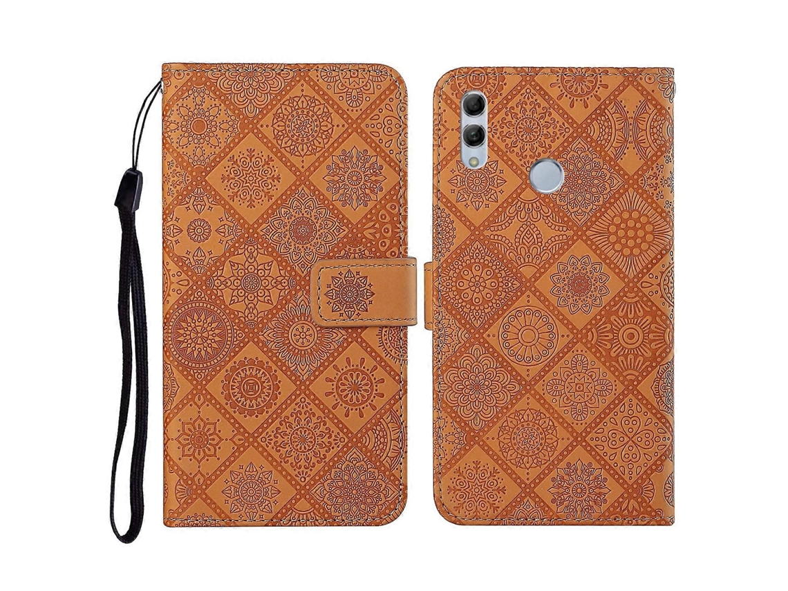 Capa De Couro Com Aba Horizontal, Estilo Étnico, Padrão Em Relevo, Para Huawei P Smart 2019 / Honor 10 Lite, Com Suporte, Compartimentos Para Cartões,