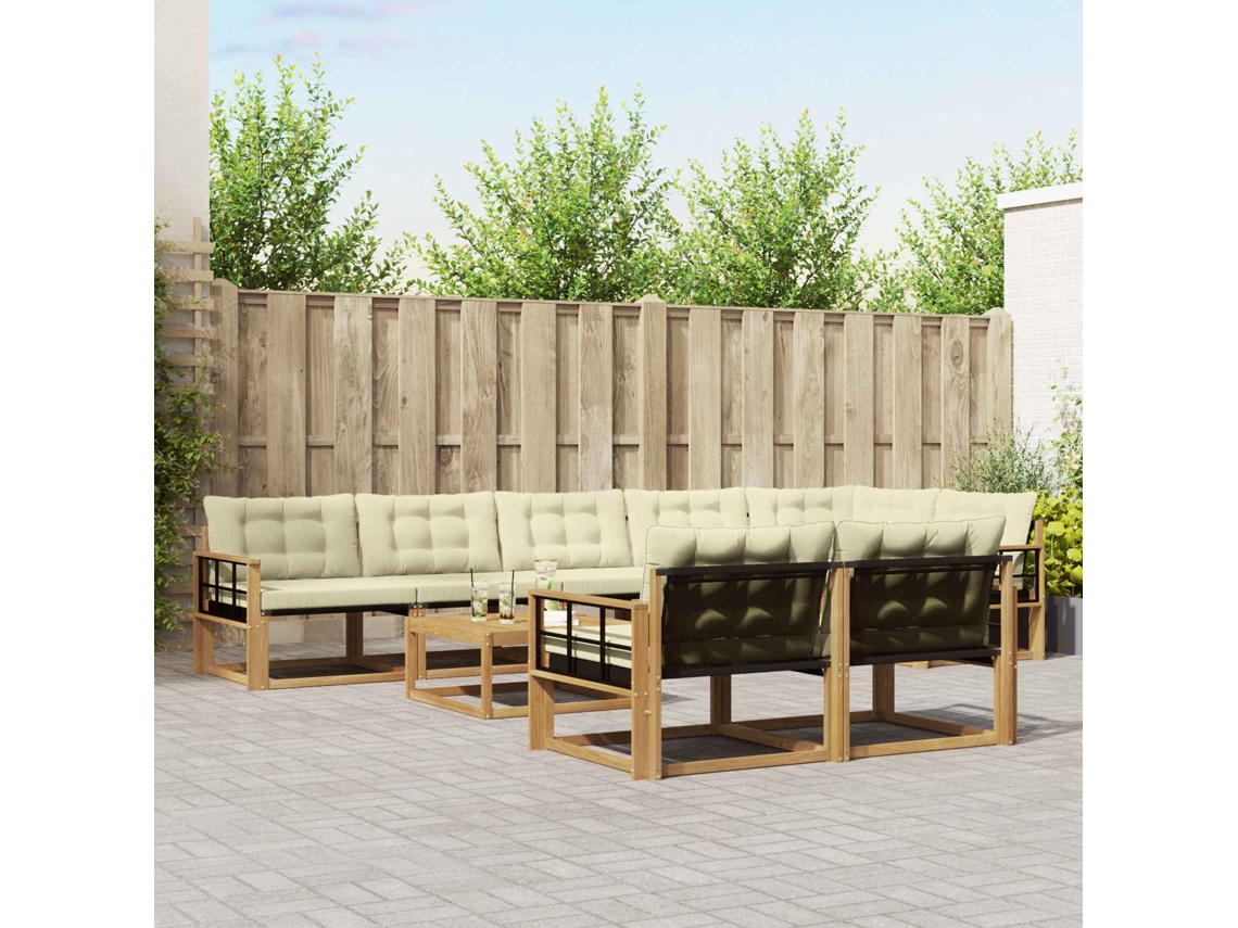 Vidaxl Conjunto De Sofás Para Exterior 9 Unid. Branco E Creme