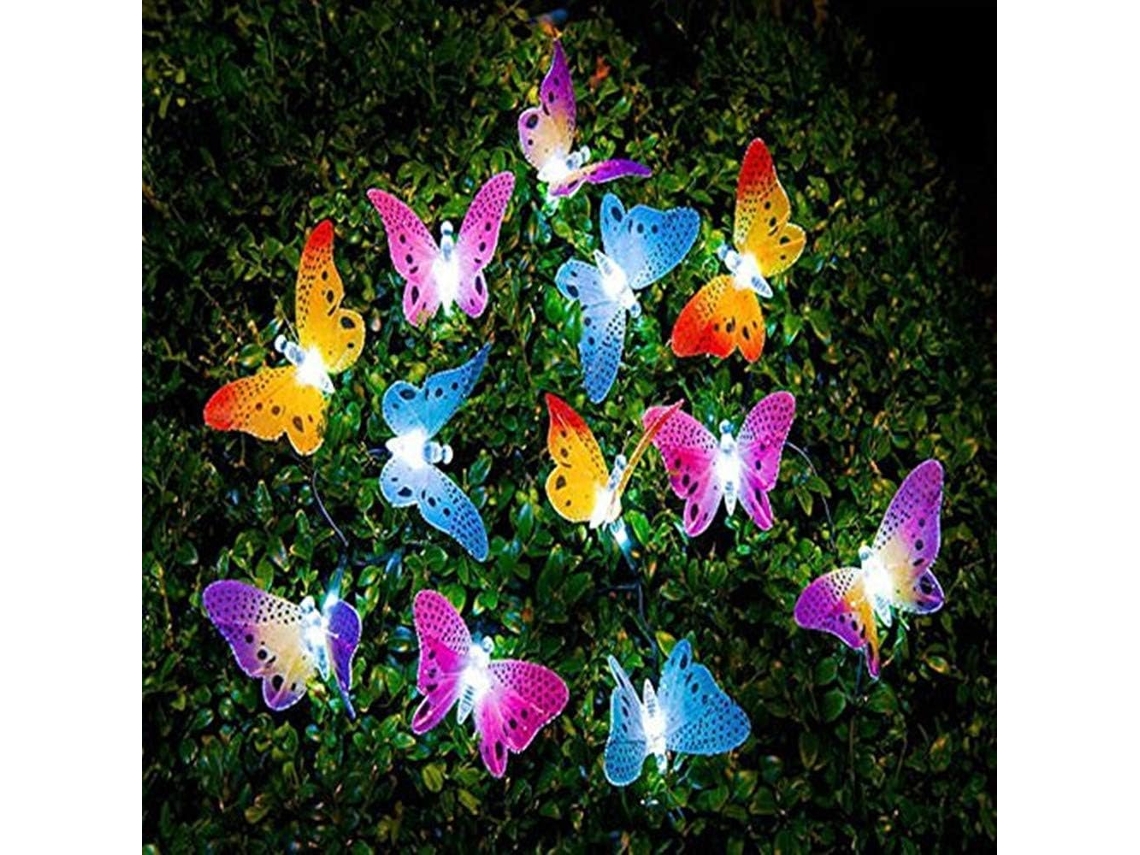 Cordas de Luzes Solares Borboleta Ao Ar Livre 12 Leds À Prova D'Água Led Borboletas Solares Ao Ar Livre para Quarto