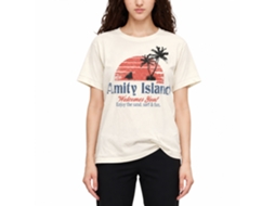 Rockinstone Jaws Movie Amity Island Solid Natural Adult T-shirt Size:m