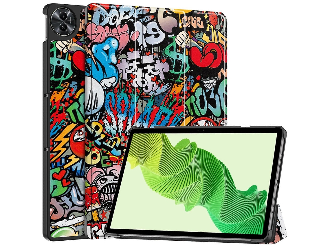 Capa De Couro Inteligente Custer Painted Com Suporte Triplo Para Tablet Realme Pad 2