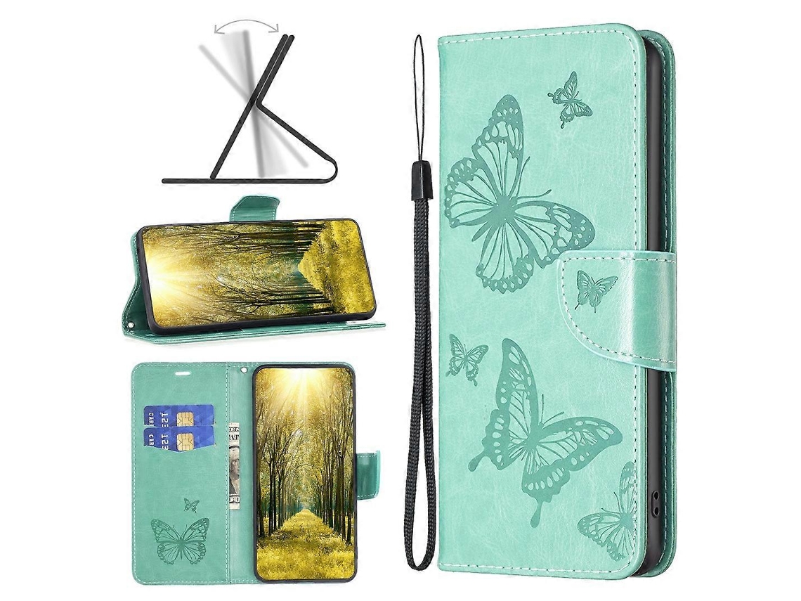 Capa De Couro Com Relevo De Duas Borboletas Para Xiaomi Poco M4 Pro 5g
