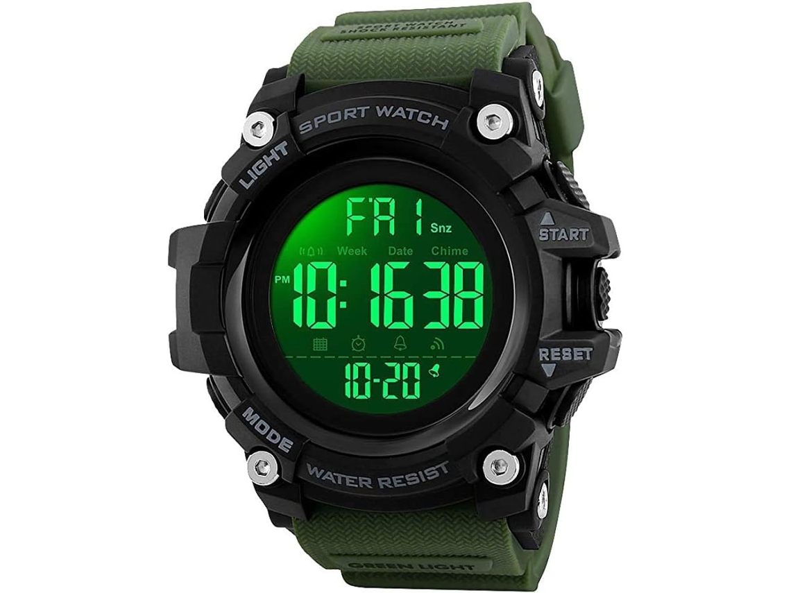 Lurelia Relógio Digital Desportivo, Visor Digital, Led, Cronómetro, Alarme, Data/calendário, 12/24h, Luminoso, Duplo Fuso/mostrador, 9,45 Polegadas