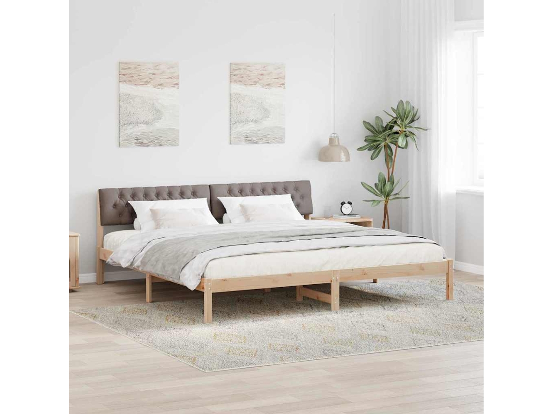 Vidaxl Estrutura Da Cama Com Cabeceira Marrom E Taupe 200 X 200 Cm