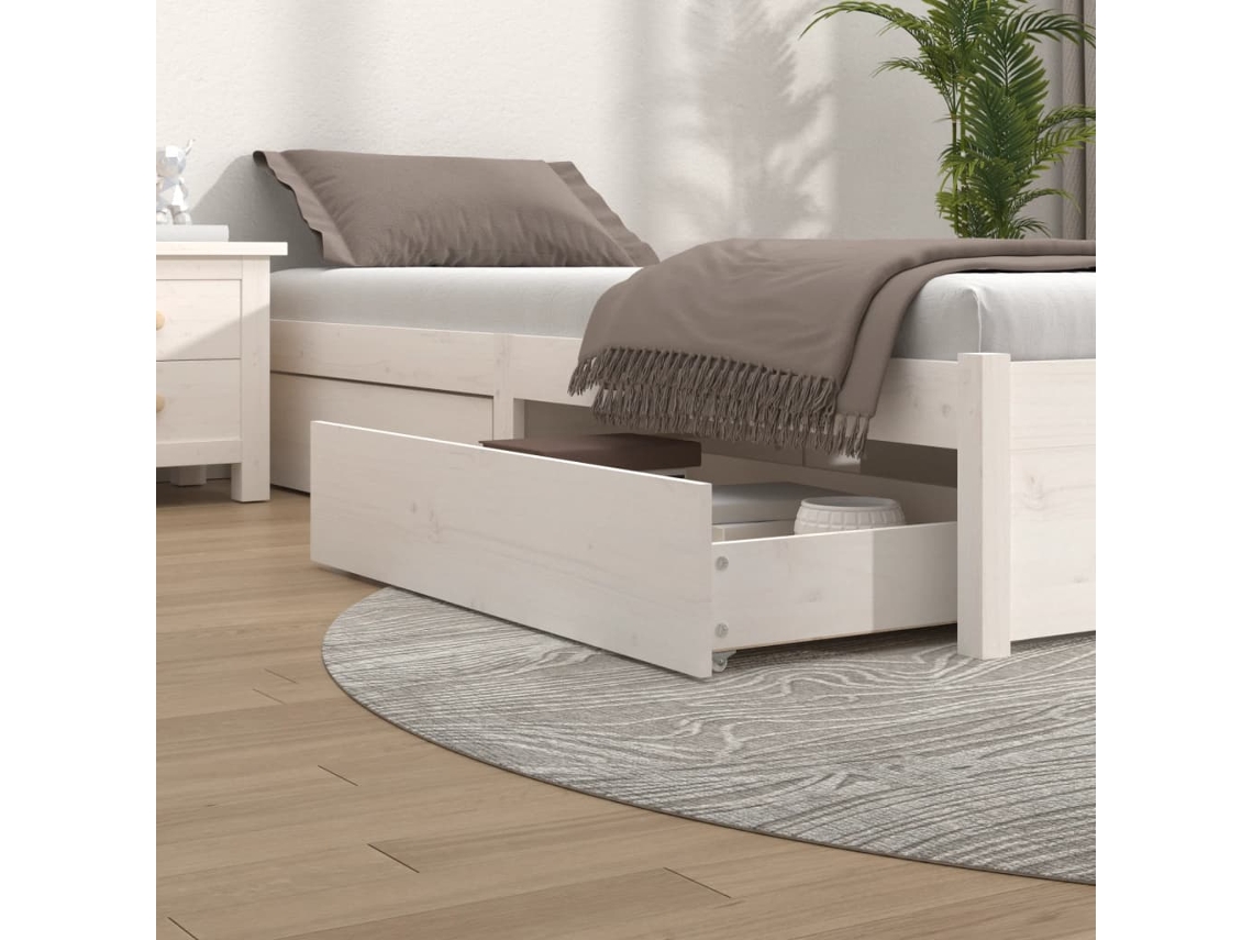 Gavetas De Cama 4 Pcs Madeira De Pinho Maciça Branco
