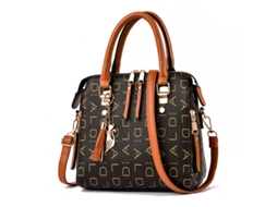 Bolsa Feminina Estilo Tote/transversal com Estampa de Letras, Modelo 2026 amarelo Terroso YUNZII (grande Capacidade)