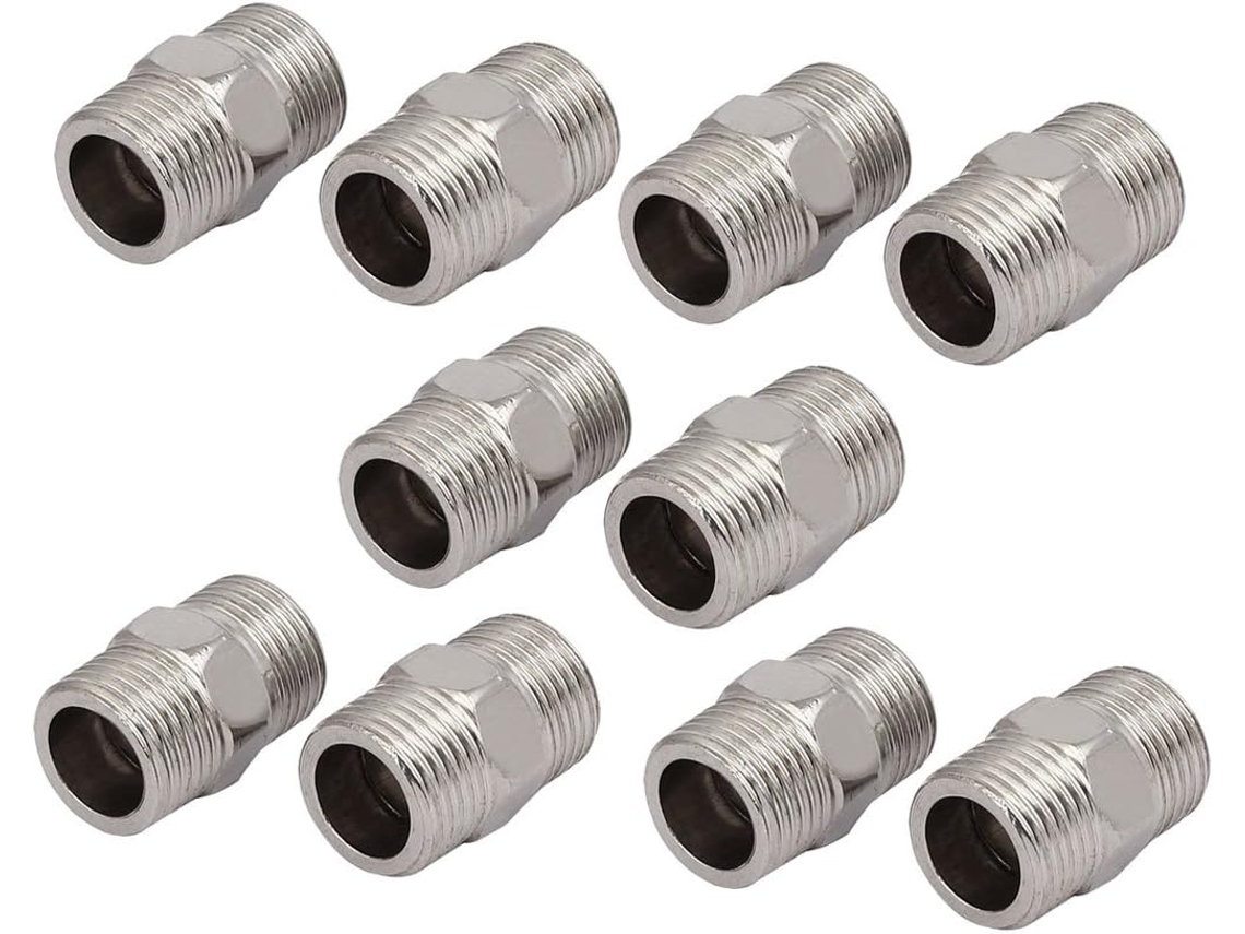 Niples Hexagonais de Aço Inoxidável, Rosca de 1/2'', pacote com 10 CHABERLU