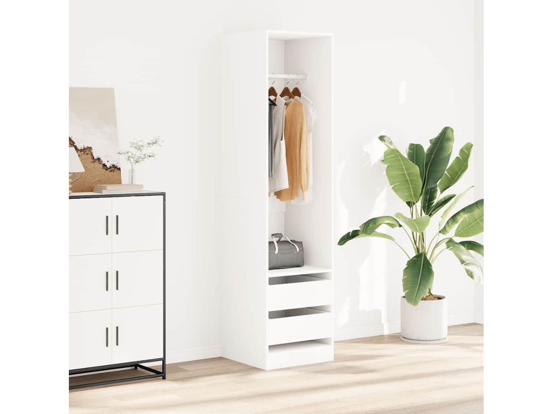 Vidaxl Roupeiro Com Gavetas 50x50x200 Cm Derivados De Madeira Branco