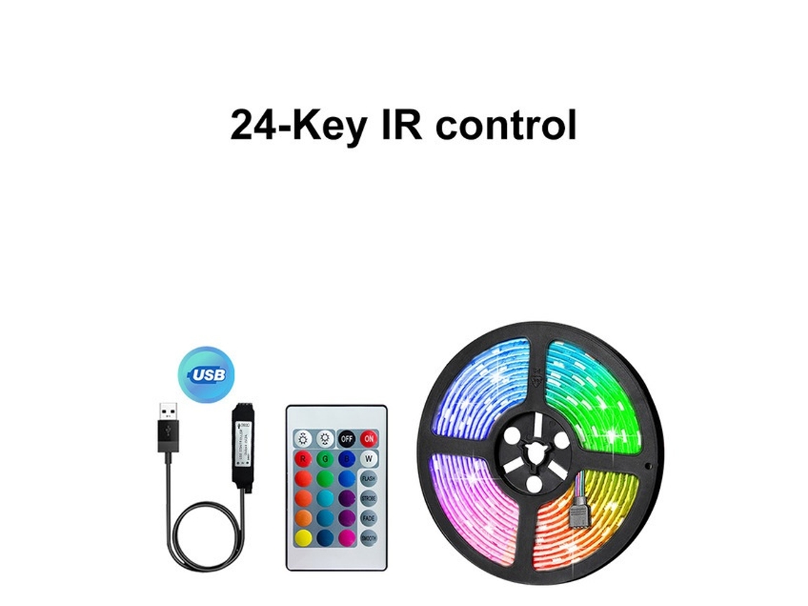 Fita Led Rgb 20 M Com Comando Autoadesiva Flexível Para Tv E Setup - Lurelia