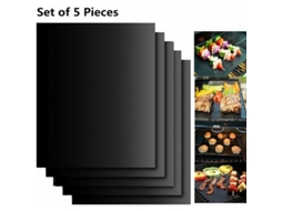 Conjunto De 5 Acessórios Cozinha Litzee: Tapete Antiaderente Para Grelha, Churrasqueira, Forno E Grelha A Gás, Carvão Elétrica (40 X 33 Cm).