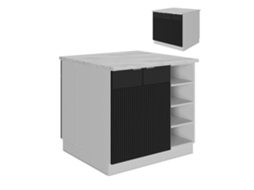 Ilha de cozinha Fame-Line, 90cm sem PT, listrado preto, branco, VICCO