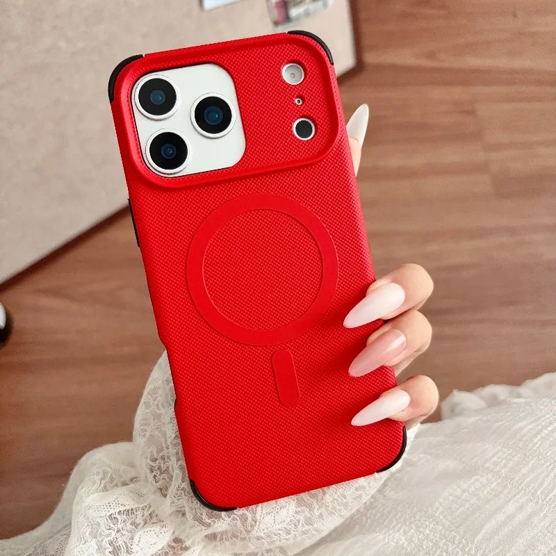 Capa Antiderrapante E Resistente A Impactos Para Iphone 16 Pro Max (vermelho), Com Carregamento Sem Fio.