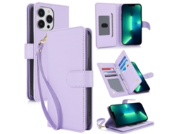 Capa Carteira De Couro Para Iphone 13 Pro - Com Rfid - Para Vários Cartões