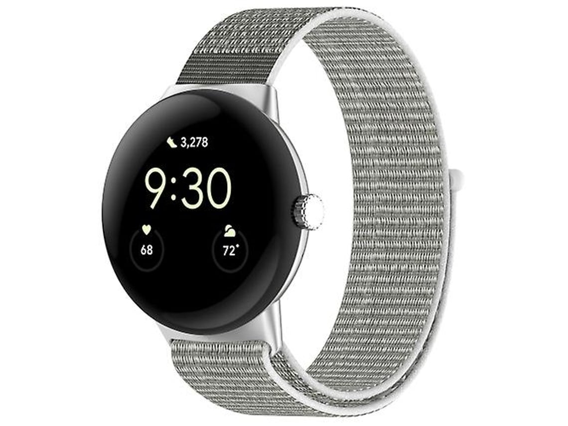 Pulseira De Nylon, Compatível Com Google Pixel Watch, Cinza E Branca., Acabamento Moderno