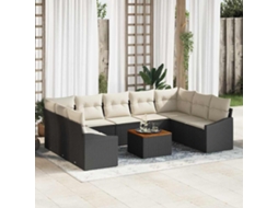 Vidaxl Conjunto De Sofá De Jardim 10 Unid. Preto Vime Pe