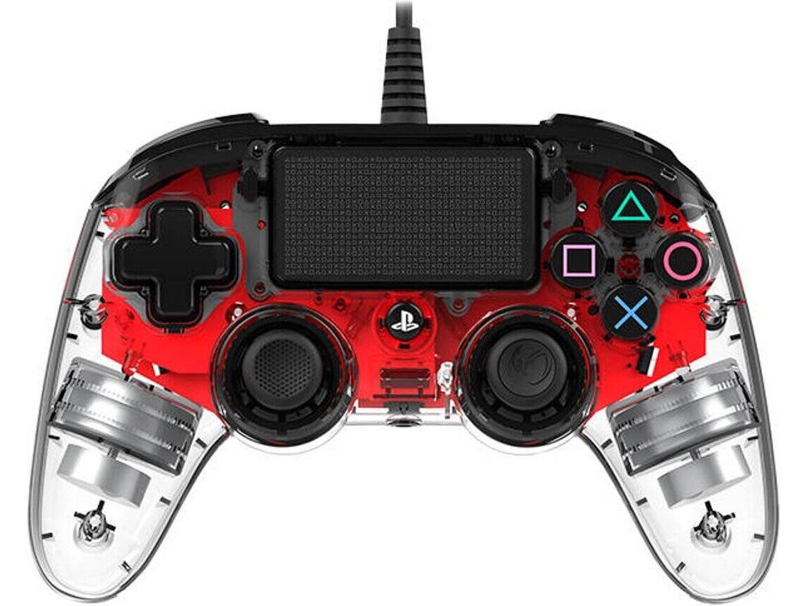 Comando PS4 NACON Wired Illuminated Compact Controller em Vermelho e transparente