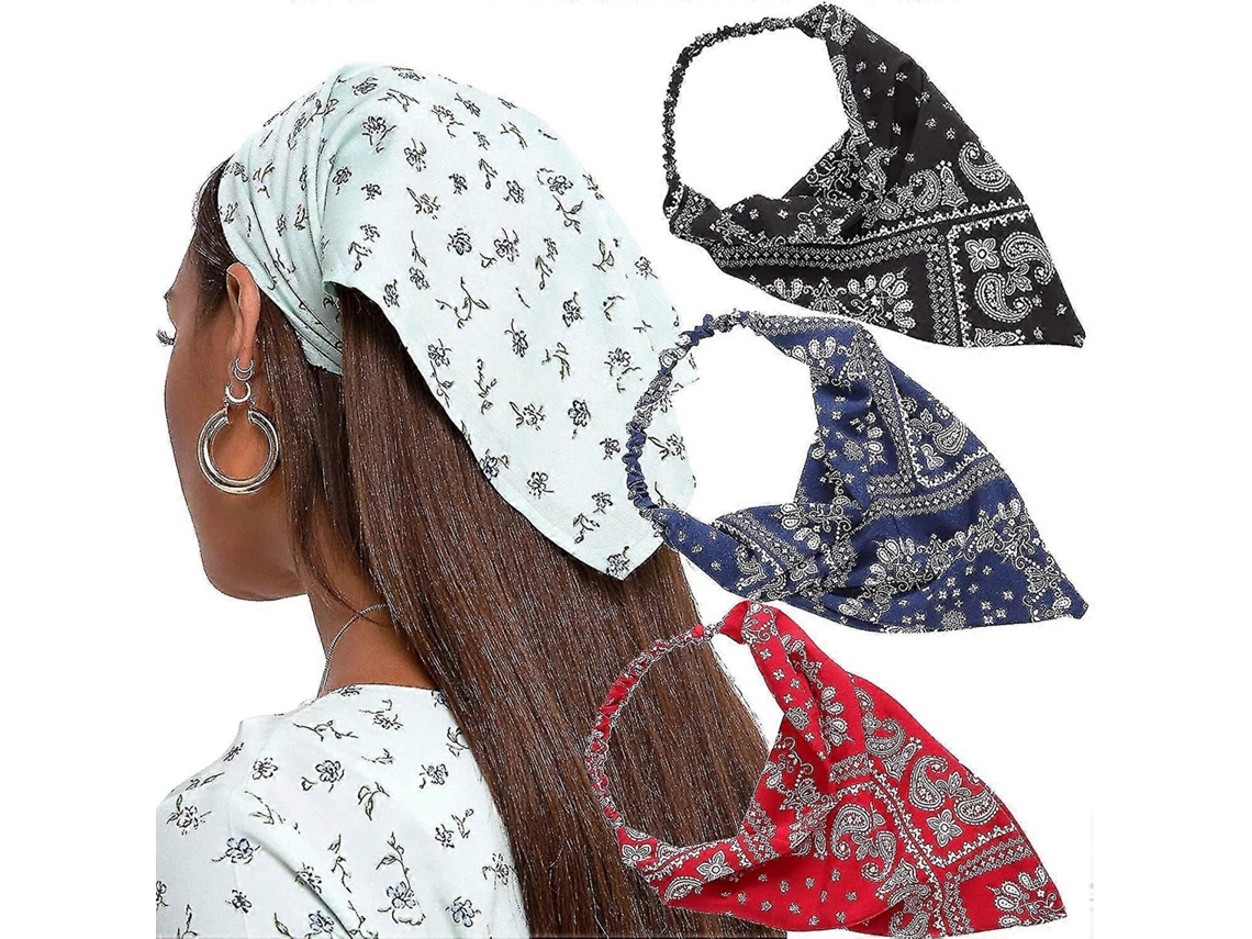 Cinto Elástico Cabelo Com Flores, 3 Peças Lenço Cabeça