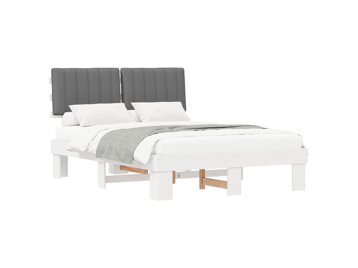Estrutura de Cama com Cabeceira Estofada em Cinzento Claro MAISON EXCLUSIVE