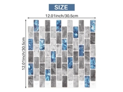 Papel de parede autoadesivo à prova d'água com efeito de tijolo 3D azul vívido para decoração de cozinha, Slowmoose